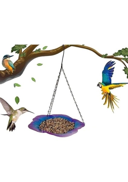 Kuş banyosu asılı küçük kuş besleyici metal besleyici çiçek tepsisi bahçe dekorasyonu için sevimli kuş besleyici tepsisi altın-kahverengi (Yurt Dışından) fırsatları