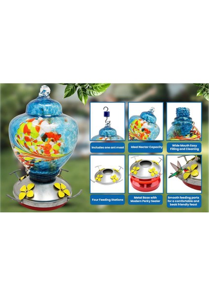 Açık Havada Asılı Için Bahçe Kuş Besleyicileri, Kadınlar Için Kuş Hediyeleri, Üflemeli Cam Kuş Besleyici B (Yurt Dışından) modelleri