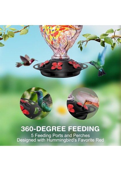 5 tünemiş el üflemeli cam kuş besleyicileri açık havada 30 fuild oz, b (Yurt Dışından) modelleri