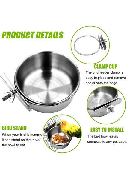 4 adet paslanmaz çelik kuş besleme kabı, kuş besleyici papağan gıda su kaseleri kelepçe, evcil hayvan kafesi bardak tutucu (Yurt Dışından) modelleri