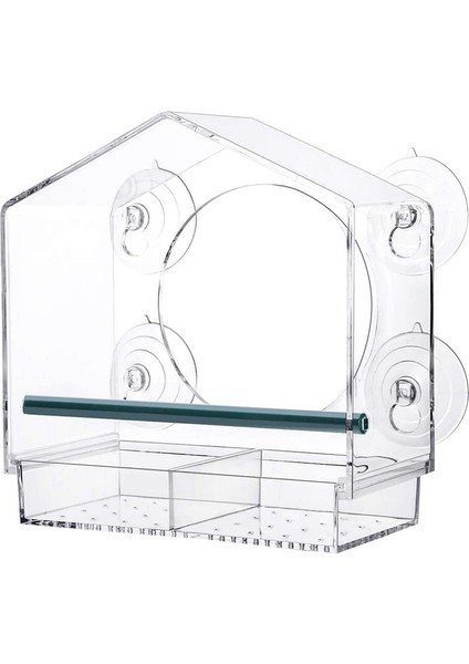 Pencere Kuş Besleyicileri Güçlü Emme Bardakları, Dışarı İçin Açık Kuş Besleyici, 2 bölmeli Kuş Evi Çıkarılabilir Tepsisi (Yurt Dışından)