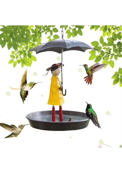 Metal zincir ve şemsiye kız şekli ile açık havada asılı kuş besleyici seti, fırça ile besleyici (Yurt Dışından) fiyatları