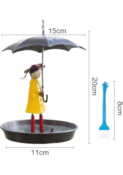 Metal zincir ve şemsiye kız şekli ile açık havada asılı kuş besleyici seti, fırça ile besleyici (Yurt Dışından) indirimleri