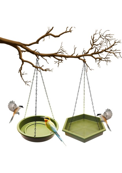 Asılı Kuş Besleyici Tepsisi Su Düzenli Plastik Kuş Banyosu Tepsisi ve Besleyici Dışarı için Yok Kuş Besleyici Askı (Yurt Dışından) fiyatları