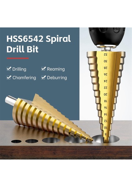 Adım Matkap Bit Seti 3pcs Titanyum Adım Matkap Bitleri Metrik 4mm Ila 32MM HSS6542 Metal Ahşap Pvc A Için Matkap Konı Bıts (Yurt Dışından) fiyatları