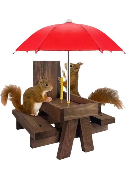 Ahşap sincap besleyici kuş evcil hayvan yemek masası tezgah asılı besleme masası mini şemsiye süslemeler (Yurt Dışından)