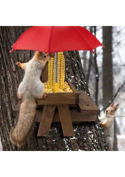 Ahşap sincap besleyici kuş evcil hayvan yemek masası tezgah asılı besleme masası mini şemsiye süslemeler (Yurt Dışından) fırsatları