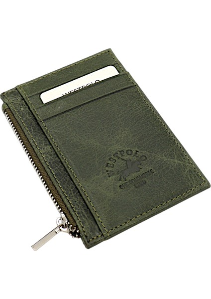 Ivo Fermuarlı Bozuk Para Bölmeli Unisex Hakiki Crazy Eskitme Deri Kartlık - Yeşil fiyatları