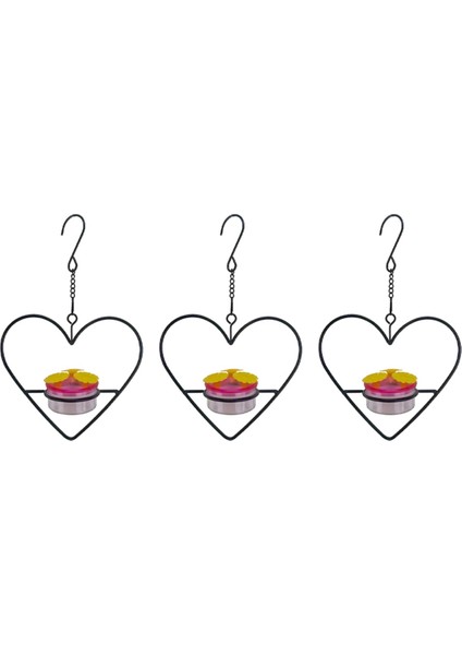 3 adet Hakkalaşım Besleyici, İstiflenebilir Asma Humming Kuş Besleyici Metal Çerçeve ve Kırmızı Plastik Kase Dairesel (Yurt Dışından)