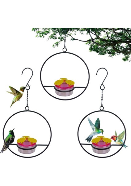 3 adet Hakkalaşım Besleyici, İstiflenebilir Asma Humming Kuş Besleyici Metal Çerçeve ve Kırmızı Plastik Kase Dairesel (Yurt Dışından) indirimleri