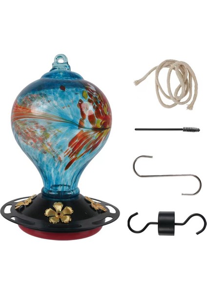 5 tünemiş kuş besleyici el üflemeli cam kuş besleyicileri açık havada 30 fuild oz, d (Yurt Dışından)