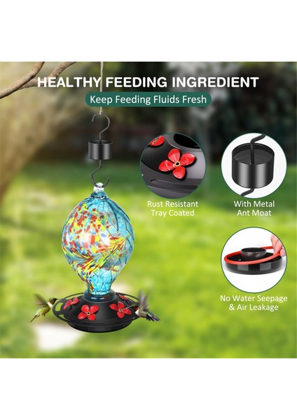 5 tünemiş kuş besleyici el üflemeli cam kuş besleyicileri açık havada 30 fuild oz, d (Yurt Dışından) fiyatları