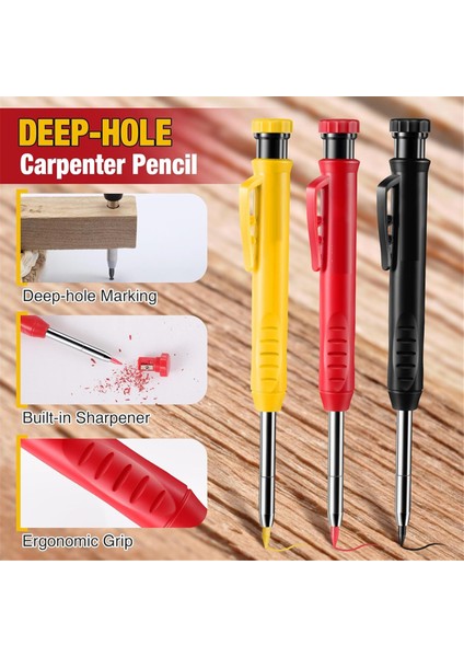 Tuval Kasası ile Ayarlanan Mekanik Marangoz Kalemler Mimar Ahşap Işleme Için Derin Delik Işaretçisi Inşaat Kalemleri (Yurt Dışından) fiyatları