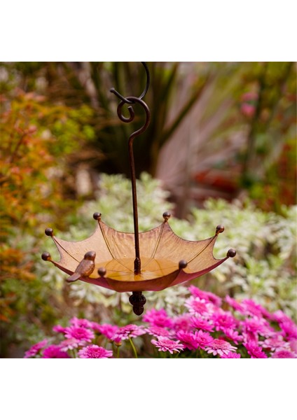 Şemsiye şeklindeki kuş oluğu, açık hava için asılı kuş besleyici tepsisi metal kuş banyosu göleti veya içen (Yurt Dışından) indirimleri
