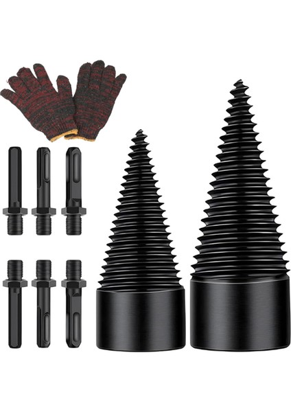 Yakacak Odun Kütük Ayırıcı Matkap Ucu Çıkarılabilir Ahşap Bölme Matkap Ucu 32MM+42MM Ağır Hizmet Tipi Vida Sürücüsü Ahşap Ayırıcı (Yurt Dışından)