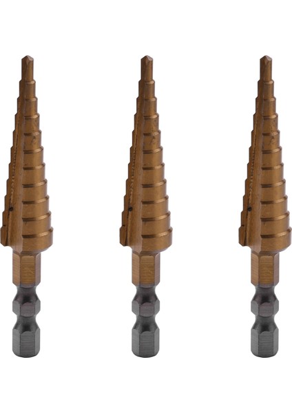 3pcs 1/4 Inç Hex Shank Hss Yüksek Hızlı Çelik Titanyum Kaplamalı Adım Matkap Bit 3-13MM (Yurt Dışından)
