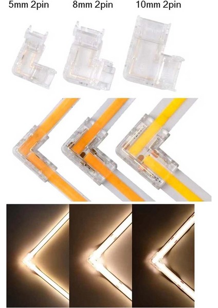 LED Işık Şerit Konnektörü Sağ Açılı Konektör Koçanı Rgb Işık Şeridi 90 Derece L Şeker 10MM (Yurt Dışından) fiyatları