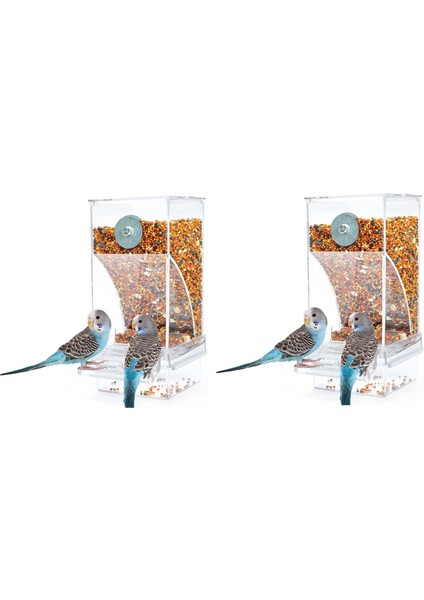 2 adet kuş besleyicileri kuş besleme kafesi şeffaf muhabbet kuşu konteyner gıda besleyici (Yurt Dışından)