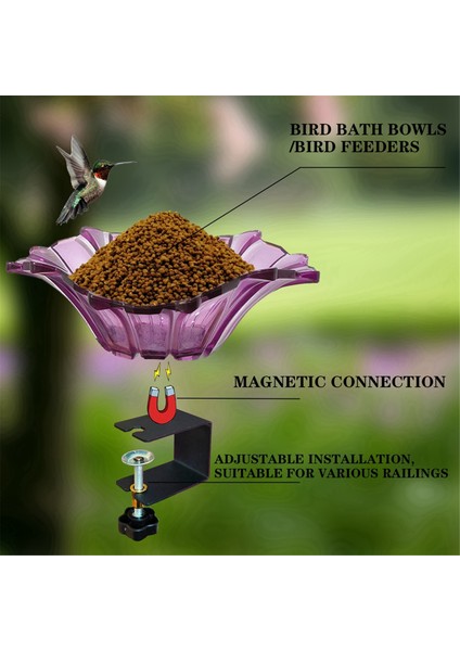 Balkon Kuş Banyosu Kuş Besleme Kuş Besleyicisi Kuş Bankası Çit Kuş Banyosu Ağır hizmet tipi ayarlanabilir taban güverte Mor Mor (Yurt Dışından) modelleri