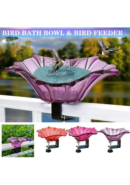 Balkon Kuş Banyosu Kuş Besleme Kuş Besleyicisi Kuş Bankası Çit Kuş Banyosu Ağır hizmet tipi ayarlanabilir taban güverte Mor Mor (Yurt Dışından) fırsatları