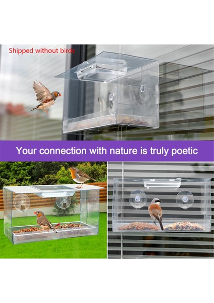 Pencere kuş besleyici. İzlerken kuşlar rahatsız edilmeden beslenir. Güçlü vantuzlara sahip yenilikçi pencere kuş besleyicileri (Yurt Dışından) modelleri