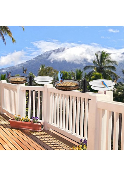 Kuş Besleyici-Açık bahçe, çim, balkon ve veranda için balkon braketi ile 2&#39;si 1 arada kuş banyosu ve besleyici (Yurt Dışından) modelleri