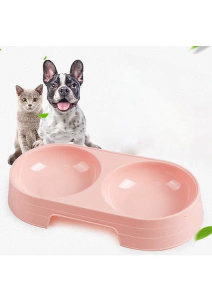 Yeni Pet Besleyici Pembe Renk Plastik Çift Kase Kedileri ve Köpekler Yemek Kaseler Yemek Konteyner Malzemeleri (Yurt Dışından) fiyatları