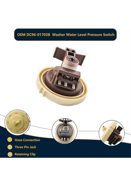 Samsung WF461ABW, WF501ANW, WF511ABR, WF511ABW Için DC96-01703B Çamaşır Makinesi Su Seviyesi Basınç Sensörü Anahtarı (Yurt Dışından) modelleri