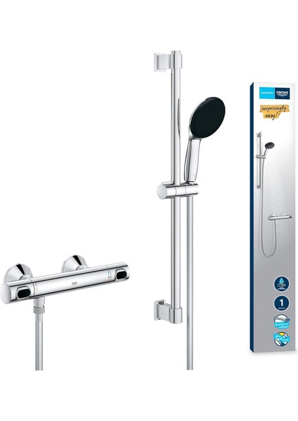 Precision Flow Termostatik Duş Bataryası ve Vitalio Start 110 Sürgülü Duş Seti, 110MM 1 Akışlı
