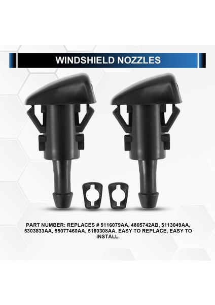 Chrysler, Dodge, Ram, Jeep Için Ön Ön Cam Yıkayıcı Nozles Silecek Sprey Kiti 4805742AB, 5116079AA Parça Numarasını Değiştiriyor (Yurt Dışından) fırsatları