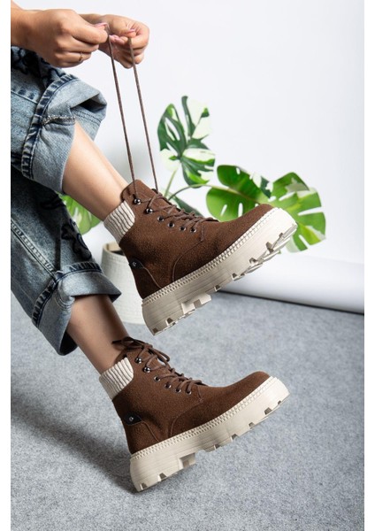 Bağcıklı Yüksek Taban Kadın Worker Bot Kahve Süet fiyatları