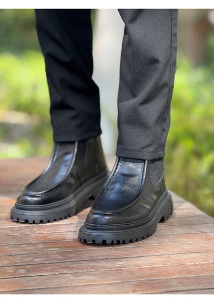 Fermuarlı Erkek Düz Bot Siyah Cilt fiyatları