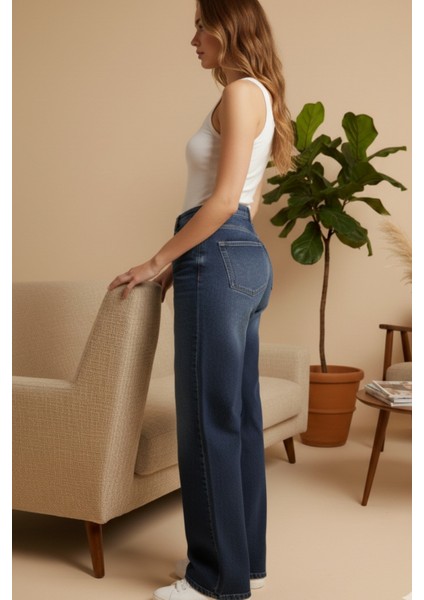 Kadın Palazzo Yüksek Bel Cotton Jean Pantolon indirimleri