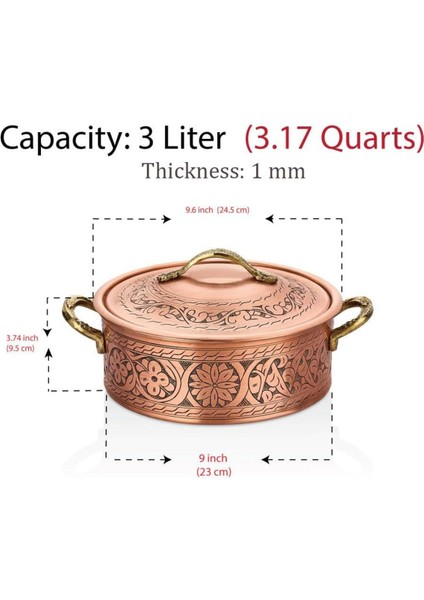 Bakır Çekiçlenmiş El Yapımı Oyma Tencere modelleri