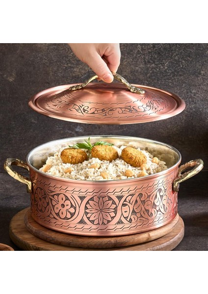 Bakır Çekiçlenmiş El Yapımı Oyma Tencere indirimleri