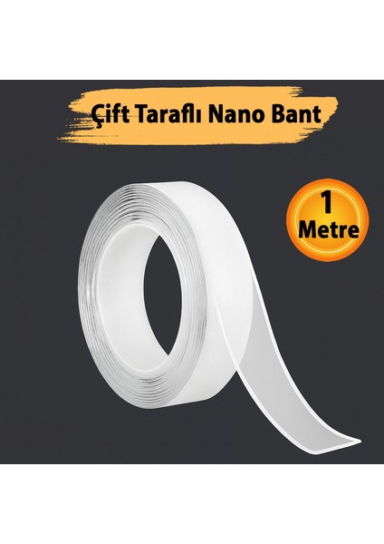 Çift Taraflı Şeffaf Nano Silikon Bant 18 mm 1 mt Güçlü Yapışkan Iz Bırakmaz Şeffaf Bant indirimleri