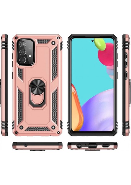 Samsung Galaxy A32 Kılıf Sofya Yüzüklü Silikon Kapak - Rose modelleri