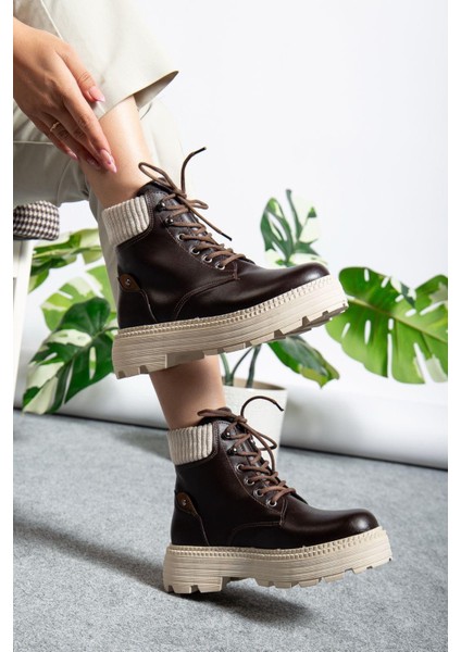 Bağcıklı Yüksek Taban Kadın Worker Bot Kahve Cilt fiyatları