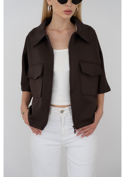 Kadın Scuba Kumaş Fermuarlı Ceket – Yapılandırılmış & Günlük Stil indirimleri