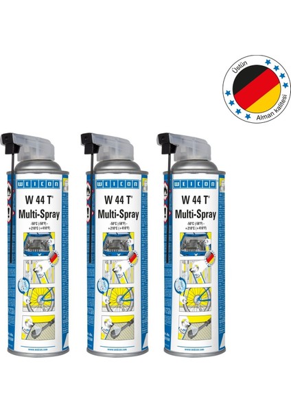W 44 T® Multi Çift Başlıklı Pas Sökücü Sprey Yağ 500 Ml, 3 Adet