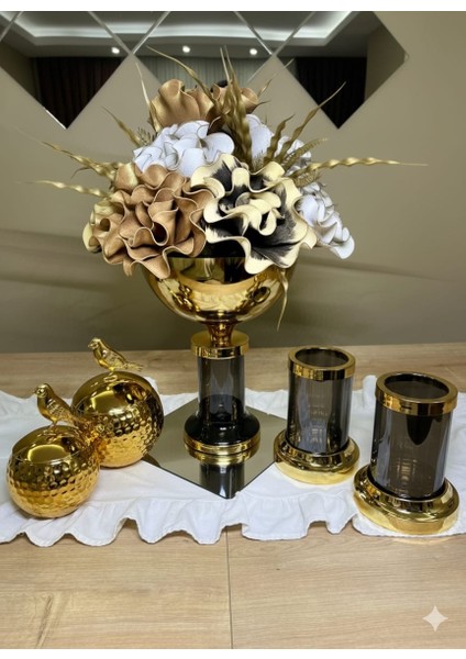 Gold Cam Vazo 5 Parça Eva Aranjman Seti fiyatları