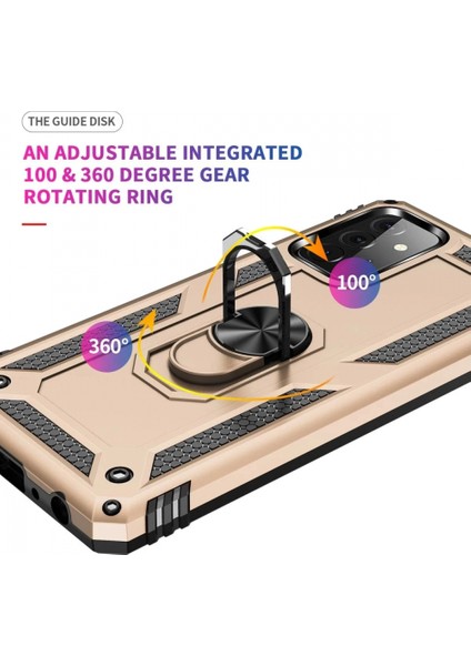 Samsung Galaxy A72 Kılıf Sofya Yüzüklü Silikon Kapak - Gold indirimleri