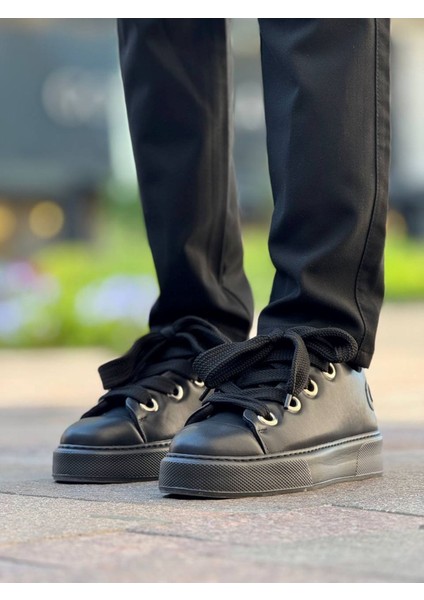 Bağcıklı Erkek Günlük Ayakkabı Siyah (Siyah Taban)