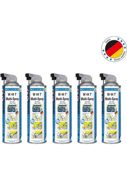 W 44 T® Multi Çift Başlıklı Pas Sökücü Sprey Yağ 500 Ml, 5 Adet