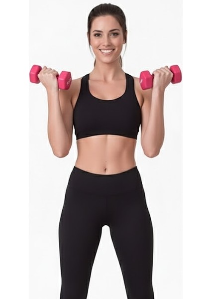 Delux 1 kg x 2 Adet Köşeli Fuşya Plastik Dambıl Seti Ağırlık Dumbell Setleri fiyatları