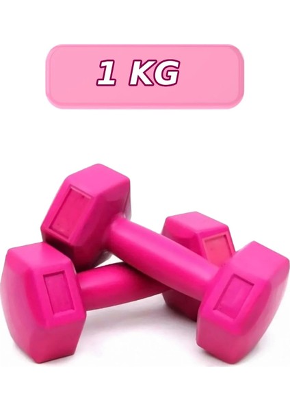 Delux 1 kg x 2 Adet Köşeli Fuşya Plastik Dambıl Seti Ağırlık Dumbell Setleri indirimleri
