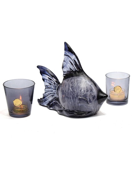 Dekoratif Ocean Art Siyah Balık Heykeli (23 Cm)