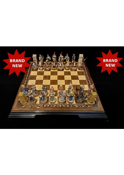 Kadeş Savaşı – Mısır ve Hitit El Yapımı Satranç Takımı, Kral 11CM, Sedefli Ceviz Tahtalı