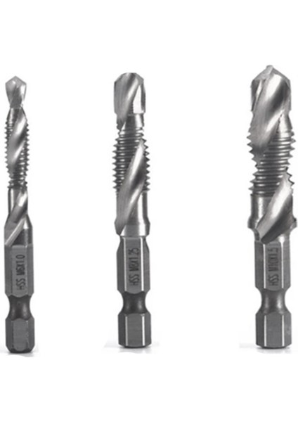 3pcs M6 M8 M10 Yüksek Hızlı Çelik Titanyum Kaplama Kompozit Musluk Matkap ve Tap Entegre Makine Tap Açma Pah Aracı (Yurt Dışından)
