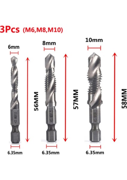 3pcs M6 M8 M10 Yüksek Hızlı Çelik Titanyum Kaplama Kompozit Musluk Matkap ve Tap Entegre Makine Tap Açma Pah Aracı (Yurt Dışından) indirimleri
